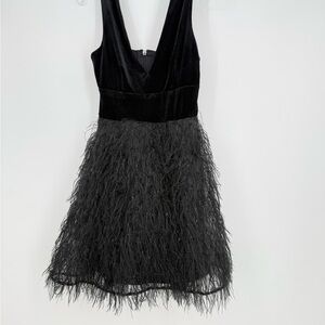 BCBG MaxAzria Black Feathered Mini Dress NWT size small